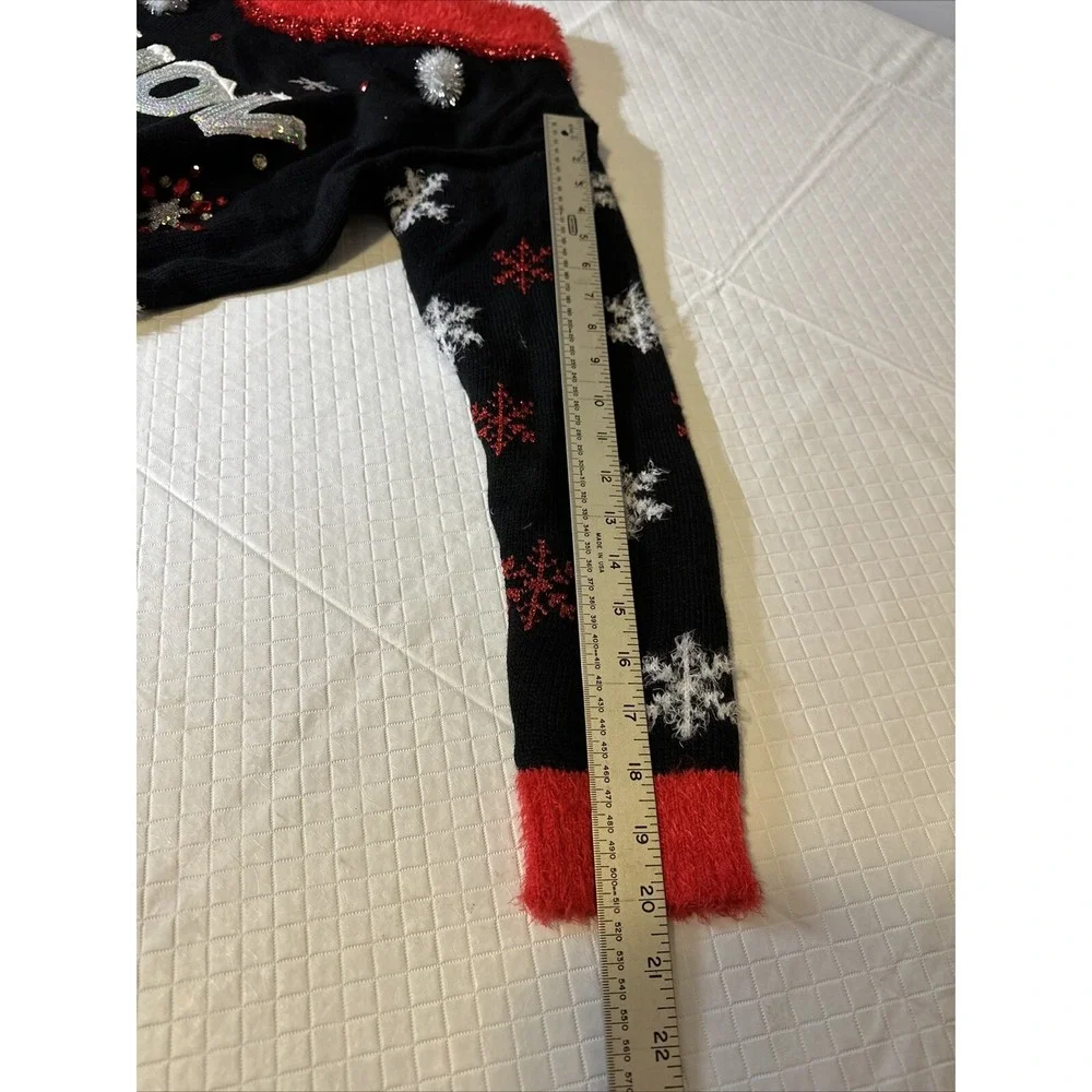 Holiday Time Ugly Christmas sweater Snow Way Embelished Black Size Large